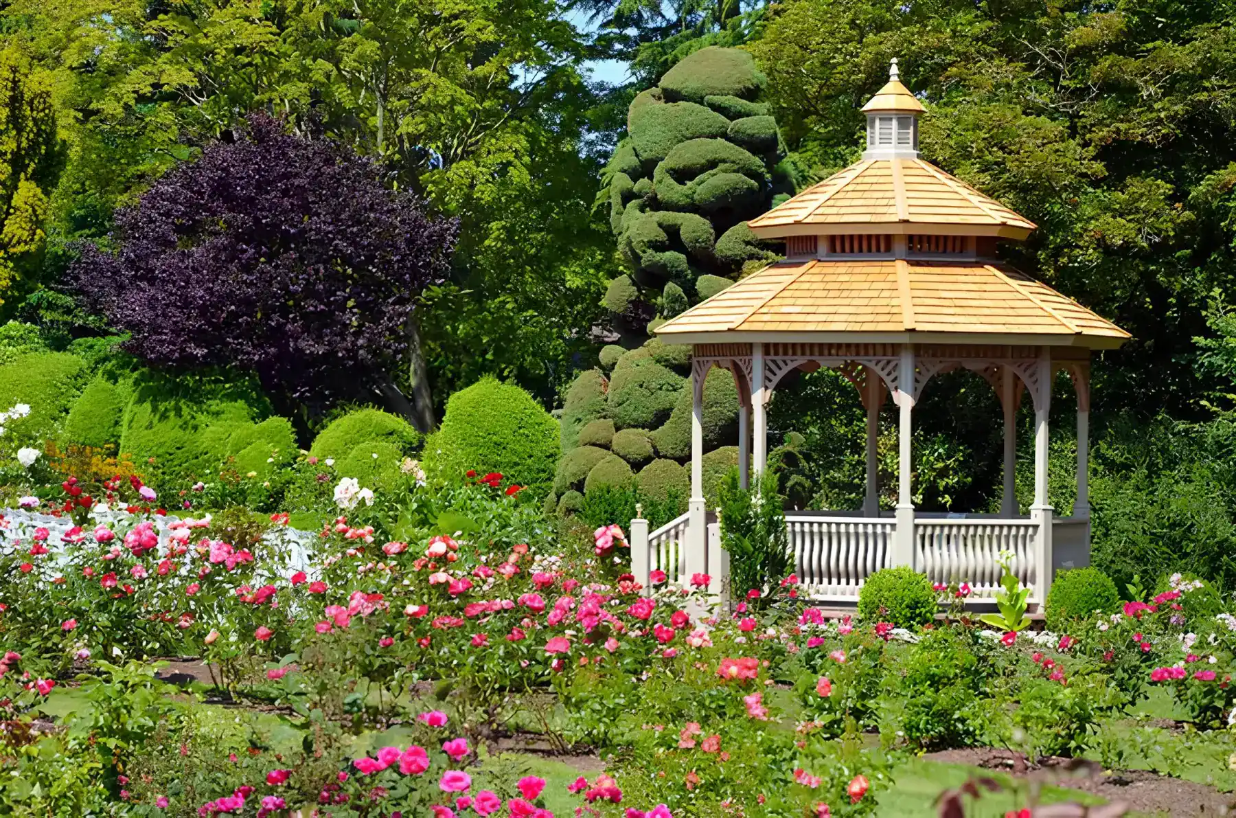 spring-garden-gazebo-with-a-lot-of-plants-trees-and-grass-beside-it-in-concord-nc
